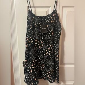 Forever 21 Black Floral Mini Dress with Side Zipper